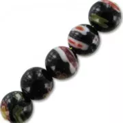 Rondes Millefiori  8 mm noir x10