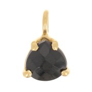 Pendentif triangle facetté serti griffe 10x7 mm - Arg 925 Doré Or fin - Onyx noir|raw }}