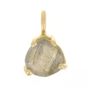 Pendentif triangle facetté serti griffe 10x7 mm Arg 925 Doré Or fin - Labradorite