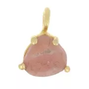 Pendentif triangle facetté serti griffe 10x7mm Arg 925 Doré Or fin - Rhodochrosite