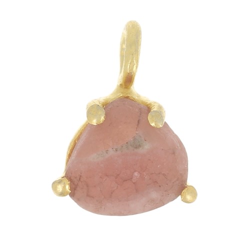 Pendentif triangle facetté serti griffe 10x7mm Arg 925 Doré Or fin - Rhodochrosite
