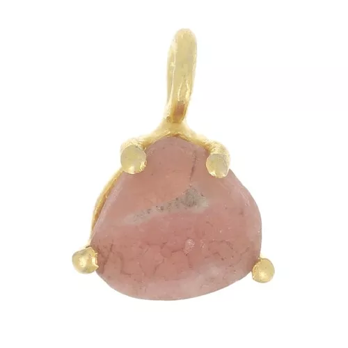 Pendentif triangle facetté serti griffe 10x7mm Arg 925 Doré Or fin - Rhodochrosite