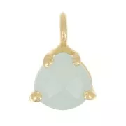 Pendentif triangle facetté serti griffe 10x7mm Argent 925 Doré Or fin - Amazonite