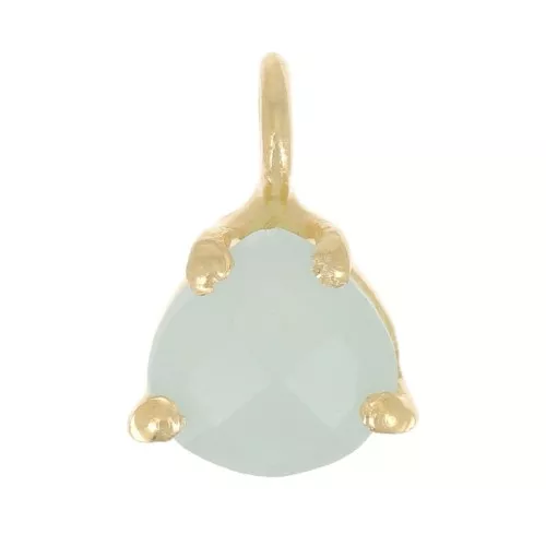 Pendentif triangle facetté serti griffe 10x7mm Argent 925 Doré Or fin - Amazonite