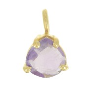 Pendentif triangle facetté serti griffe 10x7 mm Argent 925 Doré Or fin - Amethyste