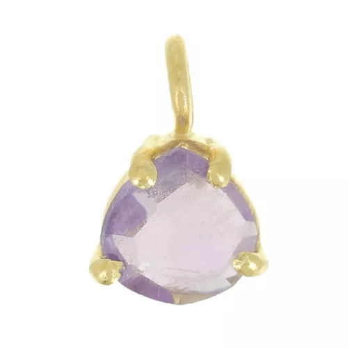 Pendentif triangle facetté serti griffe 10x7 mm Argent 925 Doré Or fin - Amethyste