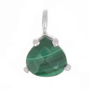 Pendentif triangle facetté avec serti griffe 10x7 mm - Argent 925 - Malachite x1|raw }}
