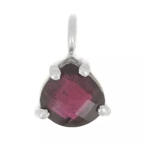 Pendentif triangle facetté avec serti griffe 10x7 mm - Argent 925 - Grenat x1