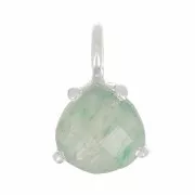 Pendentif triangle facetté avec serti griffe 10x7 mm - Argent 925 - Aventurine