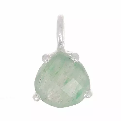 Pendentif triangle facetté avec serti griffe 10x7 mm - Argent 925 - Aventurine