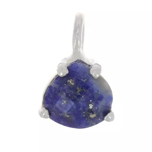 Pendentif triangle facetté avec serti griffe 10x7 mm - Argent 925 - Lapis lazuli
