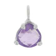 Pendentif triangle facetté avec serti griffe 10x7 mm - Argent 925 - Amethyste|raw }}