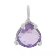 Pendentif triangle facetté avec serti griffe 10x7 mm - Argent 925 - Amethyste