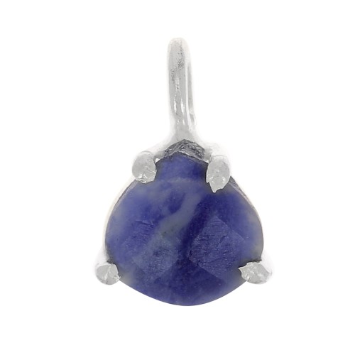 Pendentif triangle facetté avec serti griffe 10x7 mm - Argent 925 - Sodalite