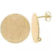 Clous d'oreilles rond effet brossé 21 mm avec anneau ouvert - Doré x2