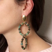 Clous d'oreilles ovales effet brossé 20x13 mm avec anneau ouvert - Argenté x2