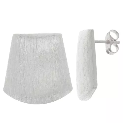 Clous d'oreilles trapèze effet brossé 20 mm avec anneau ouvert - Argenté x2