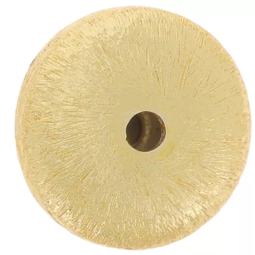 Perles rondes aplaties effet brossé 12 mm - Doré x10g environ 5 pièces