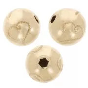 Perle ronde - gravure effet diamanté motif coeur 8 mm - Gold filled (or laminé)  x1