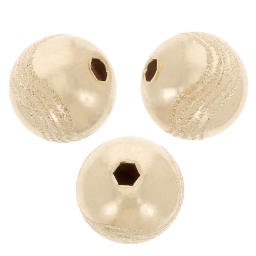Perle ronde - gravure effet diamanté motif vagues 8mm - Gold filled (or laminé) x1