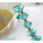 Perles en verre Kos® par Puca® 6x3 mm - Green Aqua Opal Travertin x10g