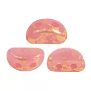 Perles en verre Kos® par Puca® 6x3 mm - Light Rose Opal Gold Splash x10g