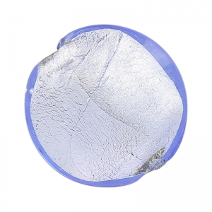 Bombée Murano 16 mm Light Sapphire et feuille d'argent x1