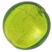 Bombée Murano 16 mm Peridot et feuille d'argent x1|raw }}