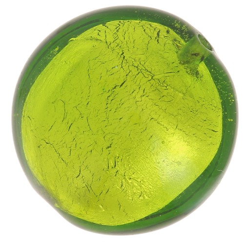 Bombée Murano 16 mm Peridot et feuille d'argent x1
