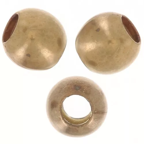 Lot De 8 Perles Rondes 10mm En Laiton Brossé Doré - Aspect Satiné Vieil Or - Pour Créations Bijoux