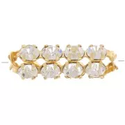 Perle tube avec cabochons en cristal Preciosa 20x7 mm - Doré - Crystal x1