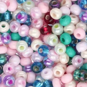 Perles rocailles Preciosa  6/0 4 mm - Mix Multi rose - Nacré - Bleu x20g