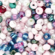 Preciosa Perles rocailles 6/0 4 mm - Mix Multi rose - Nacré - Bleu x20g