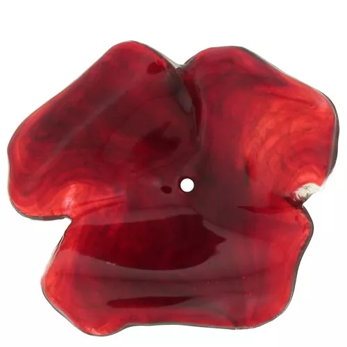 Pendentif fleur 40 mm en résine transparente - Rouge marbré x1