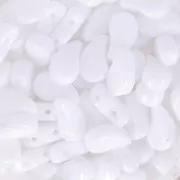 Perles en verre deux trous Paisley Duo 9x5.5 mm - Opaque White x10g