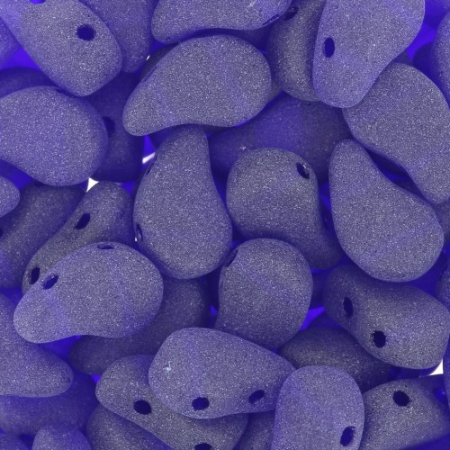 Perles en verre deux trous Paisley Duo 9x5.5 mm - Cobalt Mat x10g