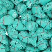 Perles en verre deux trous Paisley Duo 9x5.5 mm Ionic Green Turquoise - Brown x10g|raw }}