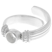 Bague serti cabochon fond plat 4 mm - Taille 48 à 54 - Argenté x1