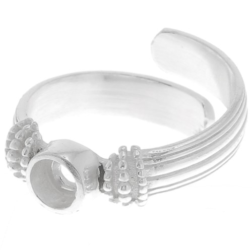 Bague serti cabochon fond plat 4 mm - Taille 48 à 54 - Argenté x1