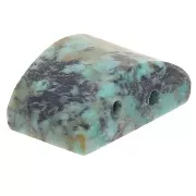 Perle 2 trous 12x8 mm en pierre gemme - Turquoise Africaine - Jaspe x1