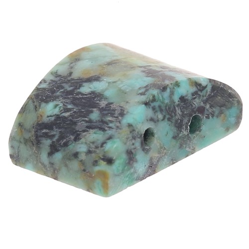 Perle 2 trous 12x8 mm en pierre gemme - Turquoise Africaine - Jaspe x1