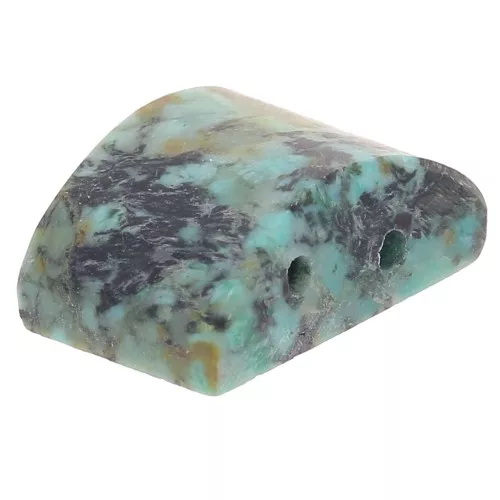 Perle 2 trous 12x8 mm en pierre gemme - Turquoise Africaine - Jaspe x1