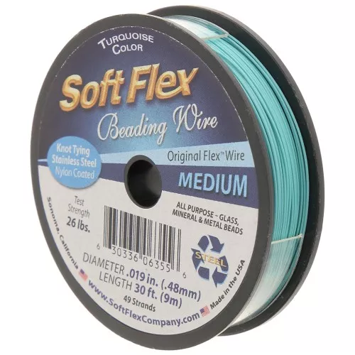 Fil cablé 49 brins 0.48 mm - Soft Flex Medium - Vert turquoise x9m