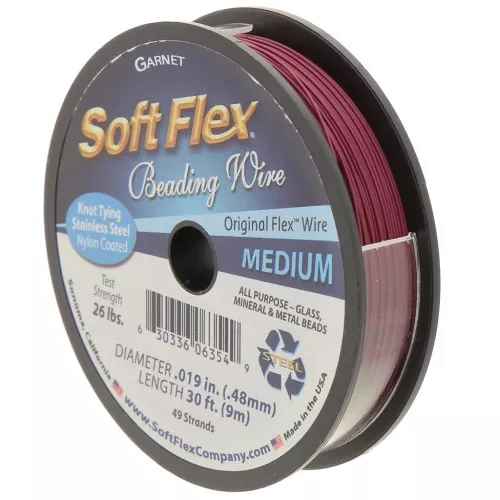 Fil cablé 49 brins 0.48 mm - Soft Flex Medium - Grenat x9m