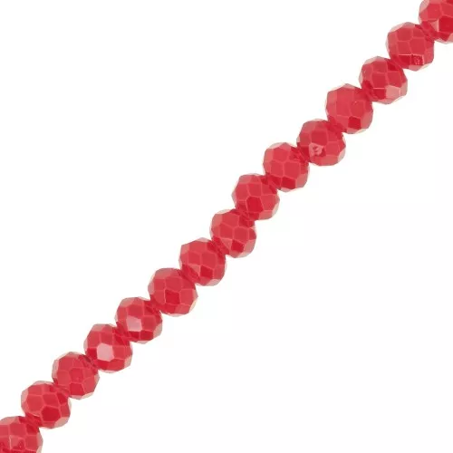 Perles rondelles facettées - rondes aplaties 4x3 mm - Rouge x40cm