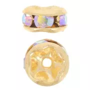 Rondelles Strass 5 mm doré/Crystal AB x4