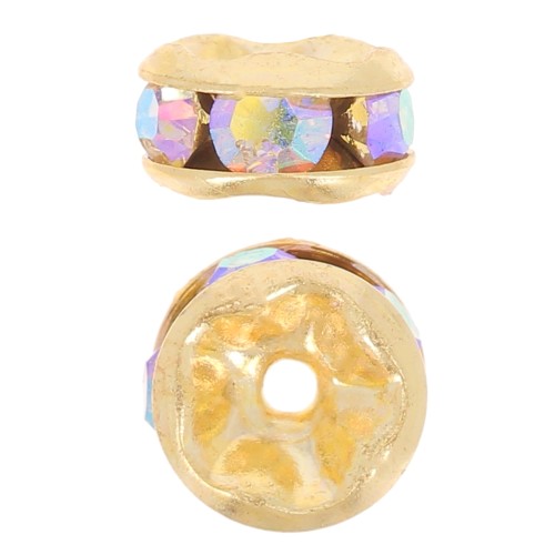 Rondelles Strass 5 mm doré/Crystal AB x4