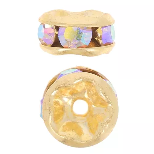Rondelles Strass 5 mm doré/Crystal AB x4