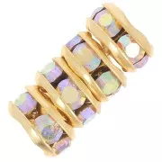 Rondelles Strass 5 mm doré/Crystal AB x4