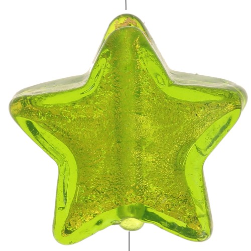 Etoile Murano feuille d'or 13 mm Vert x1